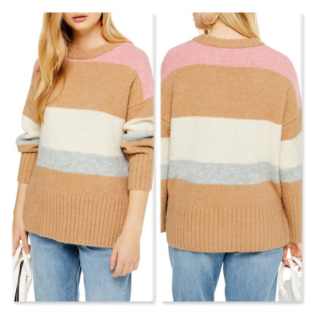 Topshop Oversize Stripe Crewneck Sweater